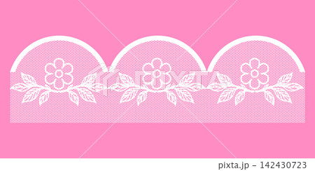 White Floral Lace Border Seamless Pattern on Pink Background White Floral Lace Border Seamless Pattern on Pink Background 142430723