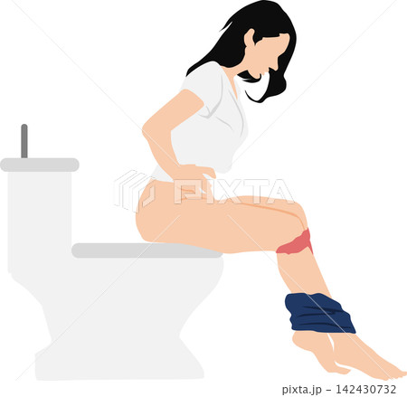 腹痛の女性のイラスト 腹痛の女性のイラスト 142430732