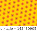 黄色バックにオレンジの花の背景素材イラスト 142430905