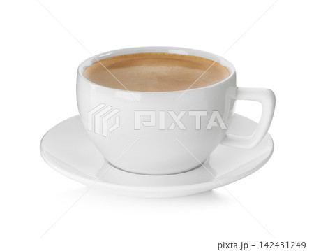Cup of delicious coffee isolated on white Cup of delicious coffee isolated on white 142431249