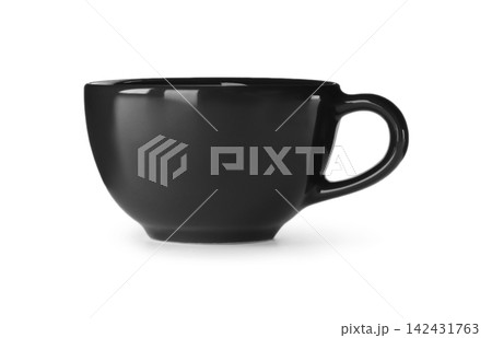 Beautiful black ceramic cup isolated on white Beautiful black ceramic cup isolated on white 142431763