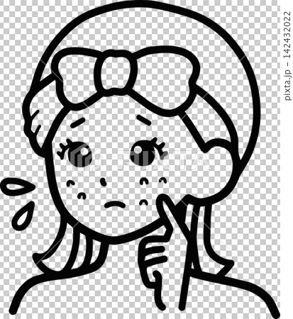 一幅線條畫,描繪了一位患有痤瘡的女性,風格類似黑白著色書。 一幅線條畫,描繪了一位患有痤瘡的女性,風格類似黑白著色書。 142432022