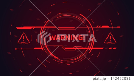 Alert hud background. Danger message cyber ui military system, game screen hacker error futuristic technology detect attention cyber digital circle interface vector illustration 142432051