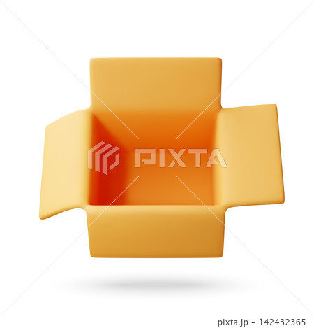 3D Open empty cardboard box with flaps 3D Open empty cardboard box with flaps 142432365