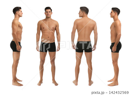 Collage of man in underwear on white background 142432569