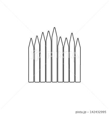 pencils outline row of drawing writing tools isolated on white background 142432995