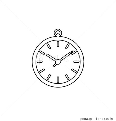 pocket watch icon outline simple classic clock with chain for timekeeping antique collection and vintage design isolated illustration pocket watch icon outline simple classic clock with chain for timekeeping antique collection and vintage design isolated illustration 142433016