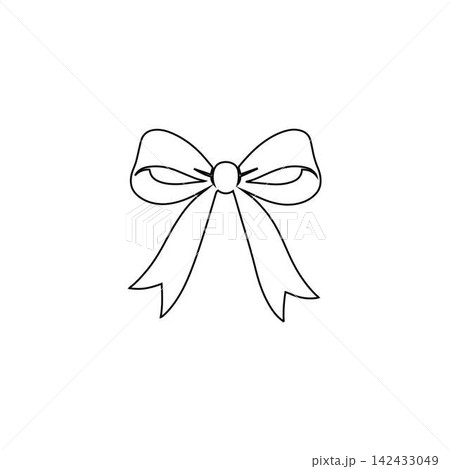 ribbon bow icon outline decorative tied bow for gift wrapping fashion and celebration illustration 142433049