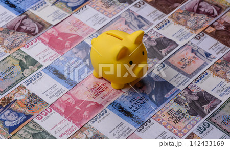 A piggy bank as a concept for storing, accumulating, and saving financial resources. A piggy bank 142433169