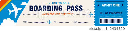 Retro Airline Boarding Pass Design for One-Way Air Travel Retro Airline Boarding Pass Design for One-Way Air Travel 142434320