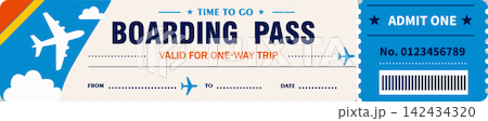 Retro Airline Boarding Pass Design for One-Way Air Travel Retro Airline Boarding Pass Design for One-Way Air Travel 142434320
