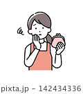 財布を持って悩む主婦(保育士、家事代行)のイラスト 142434336