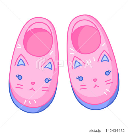 Illustration of slippers cat. Decorative cartoon cute image. Illustration of slippers cat. Decorative cartoon cute image. 142434482