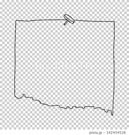 Thumbtacks, torn memo paper, frame, handwritten, line drawing Thumbtacks, torn memo paper, frame, handwritten, line drawing 142434526