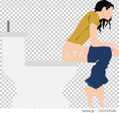 Illustration of a woman with abdominal pain Illustration of a woman with abdominal pain 142434588