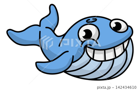 Blue Whale Cartoon Animal Mascot Fish Character 142434610
