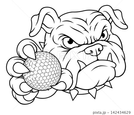 Bulldog Dog Golf Ball Sports Team Mascot Cartoon Bulldog Dog Golf Ball Sports Team Mascot Cartoon 142434629