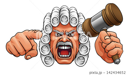 Angry Judge Hammer Gavel Cartoon Character Angry Judge Hammer Gavel Cartoon Character 142434652