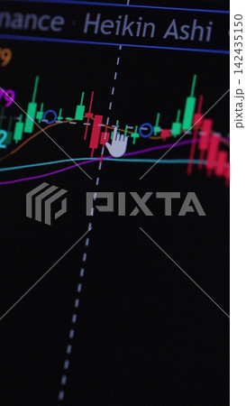 Vertical video. Closeup stock market bar trading. Online trading. Stock exchange. 142435150