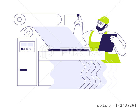 Calendering in textiles abstract concept vector illustration. Calendering in textiles abstract concept vector illustration. 142435261
