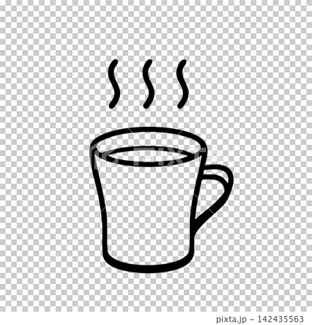 Hot drink mug, simple monochrome icon Hot drink mug, simple monochrome icon 142435563