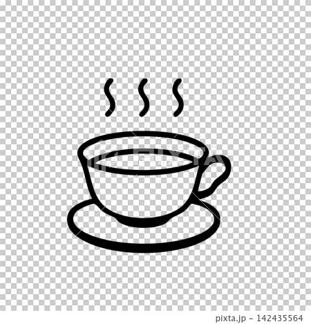 Hot drink, teacup, simple monochrome icon Hot drink, teacup, simple monochrome icon 142435564