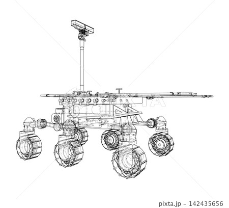 Mars rover wireframe illustration. Vector 142435656