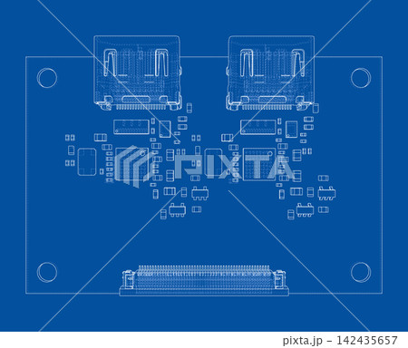 circuit board blueprint illustration. Vector circuit board blueprint illustration. Vector 142435657