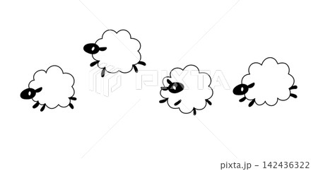 シンプルでかわいい羊のイラスト 動物装飾セット シンプルでかわいい羊のイラスト 動物装飾セット 142436322