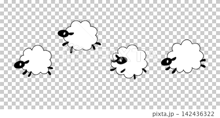 シンプルでかわいい羊のイラスト 動物装飾セット シンプルでかわいい羊のイラスト 動物装飾セット 142436322