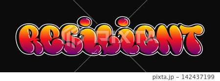 Resilient graffiti bubble lettering word art 142437199