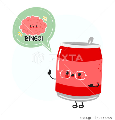 Cute soda can with bingo idea speech bubble 142437209
