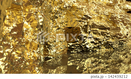 Glowing Golden Metal Abstract Texture Background 3d render. Glowing Golden Metal Abstract Texture Background 3d render. 142439212
