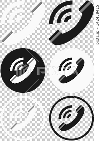 Telephone receiver icon illustration variation set / Telephone and call illustration material Telephone receiver icon illustration variation set / Telephone and call illustration material 142439415