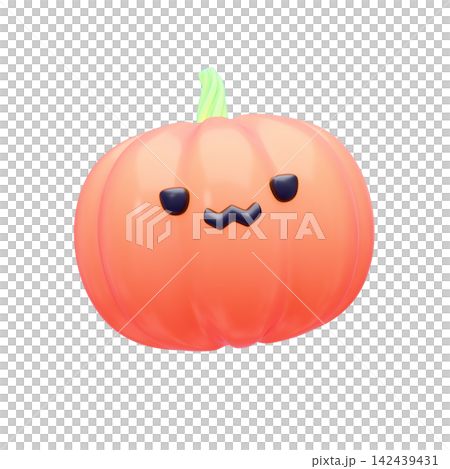かわいいハロウィンイラスト 3Dアイコン　かぼちゃ 142439431