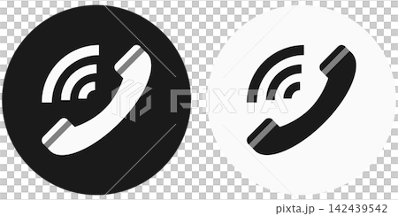 Icon illustration set of a telephone receiver with a round background / Illustration materials for telephones and phone calls Icon illustration set of a telephone receiver with a round background / Illustration materials for telephones and phone calls 142439542
