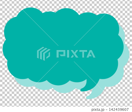 Simple color speech bubble, elongated cloud shape Simple color speech bubble, elongated cloud shape 142439607