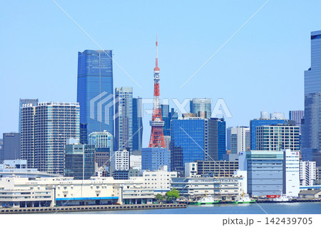 東京都港区、レインボーブリッジから見た東京タワーの風景 東京都港区、レインボーブリッジから見た東京タワーの風景 142439705
