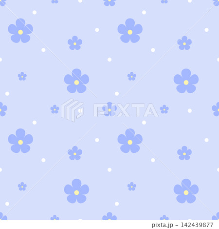 Pastel Periwinkle Blue Floral Seamless Pattern with Soft Blue Background Pastel Periwinkle Blue Floral Seamless Pattern with Soft Blue Background 142439877