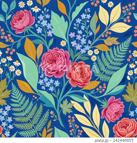 Vibrant botanical floral seamless pattern collection with diverse color palettes for creative design work Vibrant botanical floral seamless pattern collection with diverse color palettes for creative design work 142440055