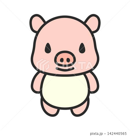 かわいいブタのイラスト（二頭身・正面） 142440565