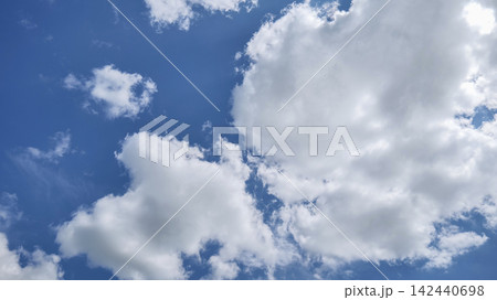Blue Sky With White Fluffy Clouds 142440698