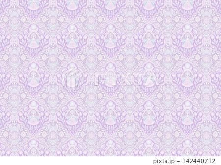 手描き風オリエンタル模様の背景パターン(ラベンダーピンク) 手描き風オリエンタル模様の背景パターン(ラベンダーピンク) 142440712
