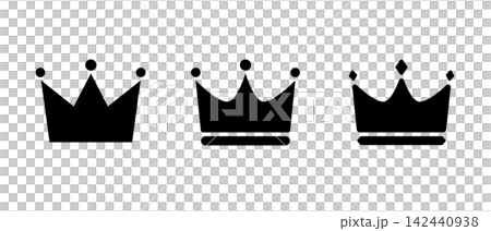 A set of simple crown and king crown silhouette icons. A set of simple crown and king crown silhouette icons. 142440938