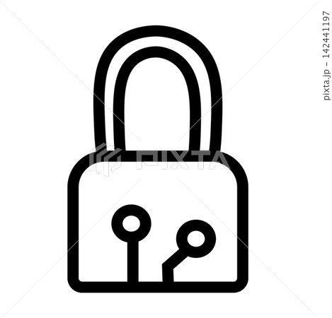 Padlock line icon with keyhole details isolated on white background. Simple minimalist vector illustration for security, privacy, safety, and protection concept design elements. 142441197