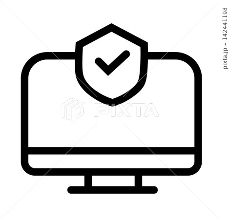computer monitor protection icon, computer security icon, cybersecurity icon, data protection icon, shield on computer monitor, pc security line icon, digital safety symbol, antivirus software vector, computer monitor protection icon, computer security icon, cybersecurity icon, data protection icon, shield on computer monitor, pc security line icon, digital safety symbol, antivirus software vector, 142441198