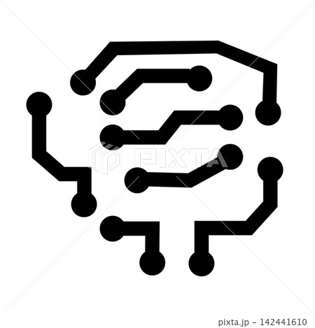 Circuit board brain icon, digital intelligence concept vector, cybertech technology graphic symbol, AI brain processor connection illustration, abstract electronic network logo, high tech computer mic Circuit board brain icon, digital intelligence concept vector, cybertech technology graphic symbol, AI brain processor connection illustration, abstract electronic network logo, high tech computer mic 142441610