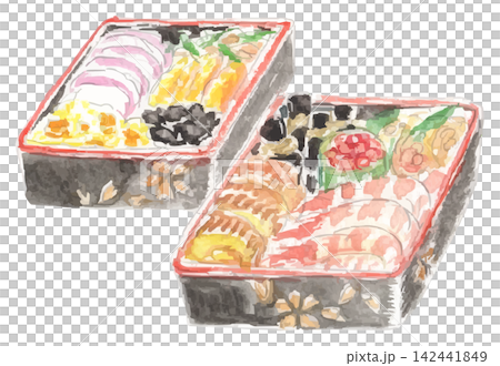 水彩插畫:禦節料理(日本新年料理) 水彩插畫:禦節料理(日本新年料理) 142441849