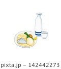 おでんと日本酒の冬の食卓水彩イラスト 142442273