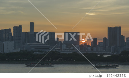 お台場 夕景の景色 お台場 夕景の景色 142442338